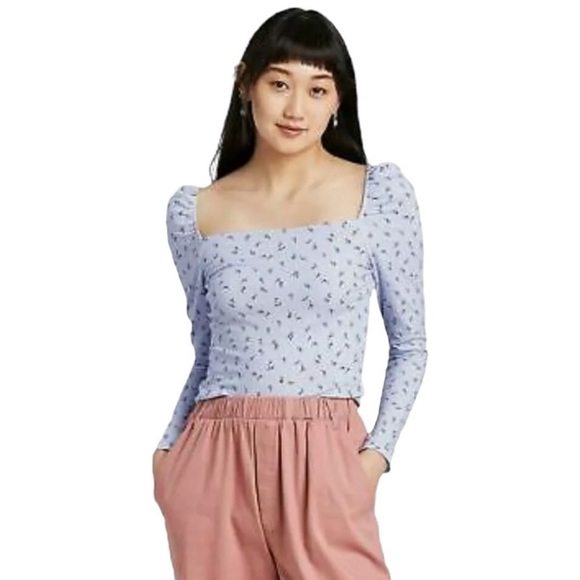 Wild Fable Square Neck floral long sleeve top size M - Picture 3 of 5